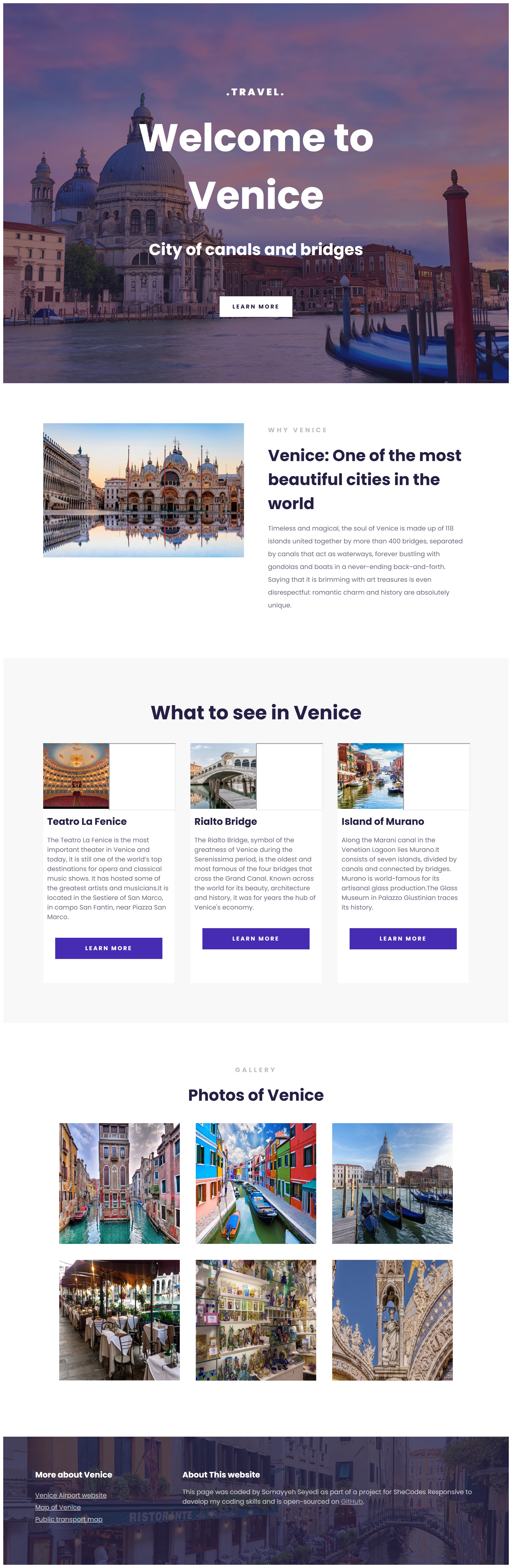 venice landingpage screenshot